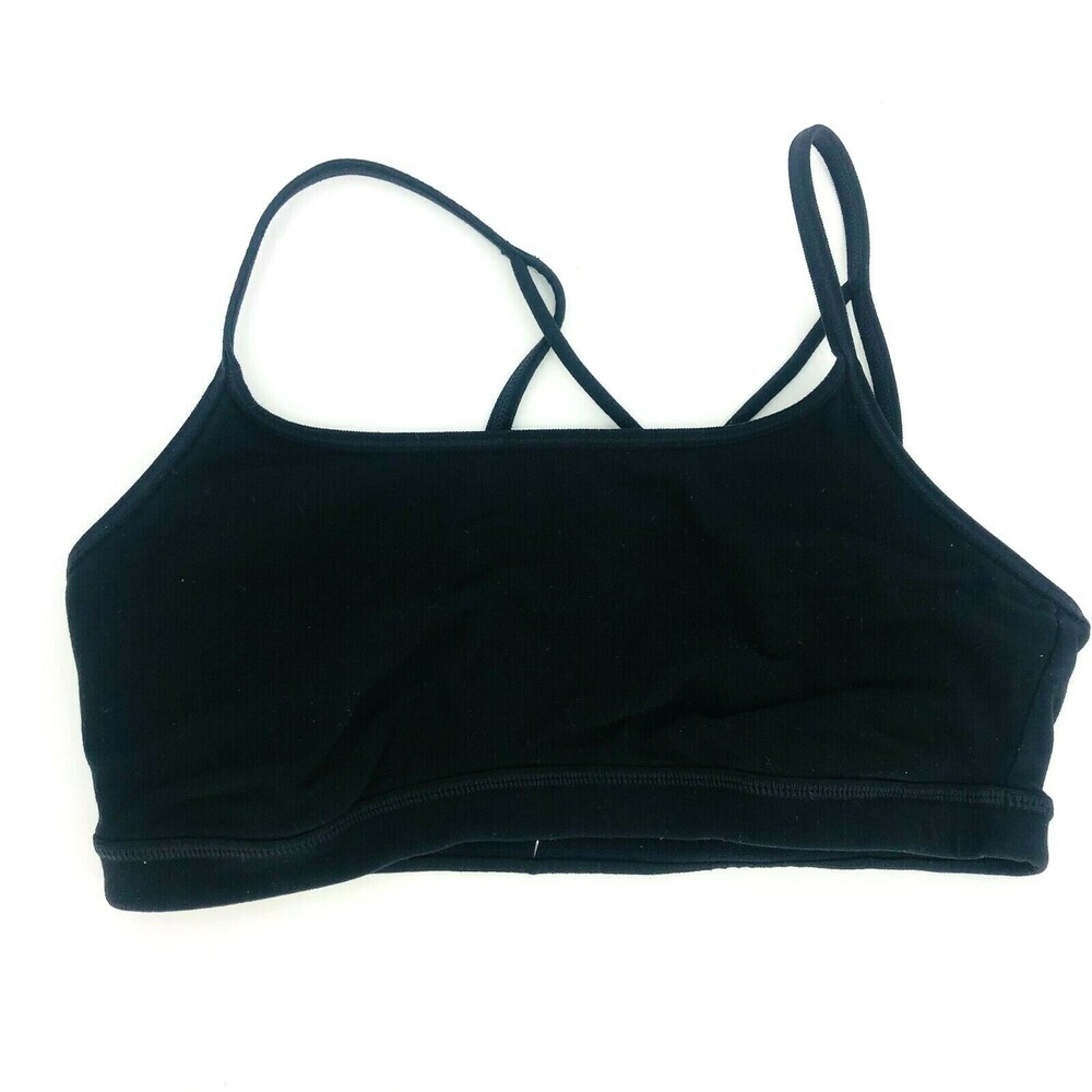 Athleta Black Open Back Medium Support Sports Bra Cross Back Small Performance